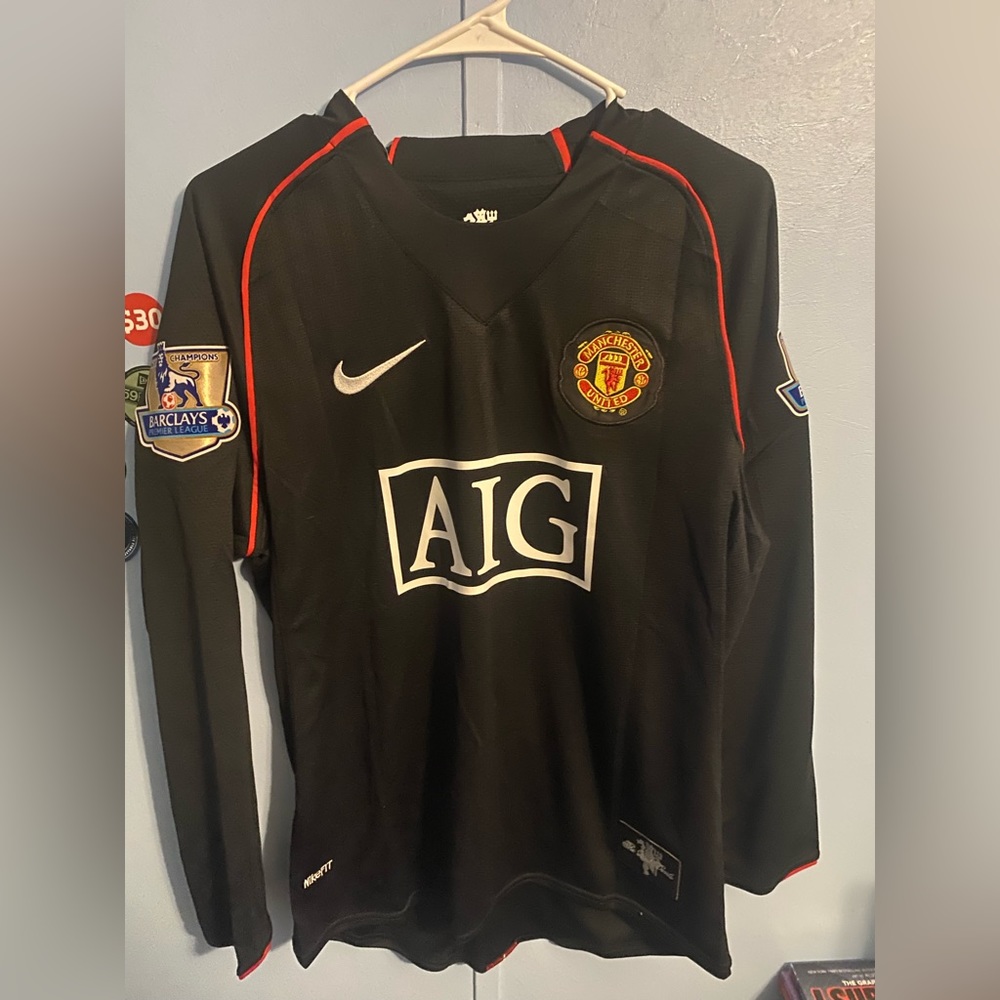Manchester United 2008 Ronaldo 7 Long Sleeve Black Jersey